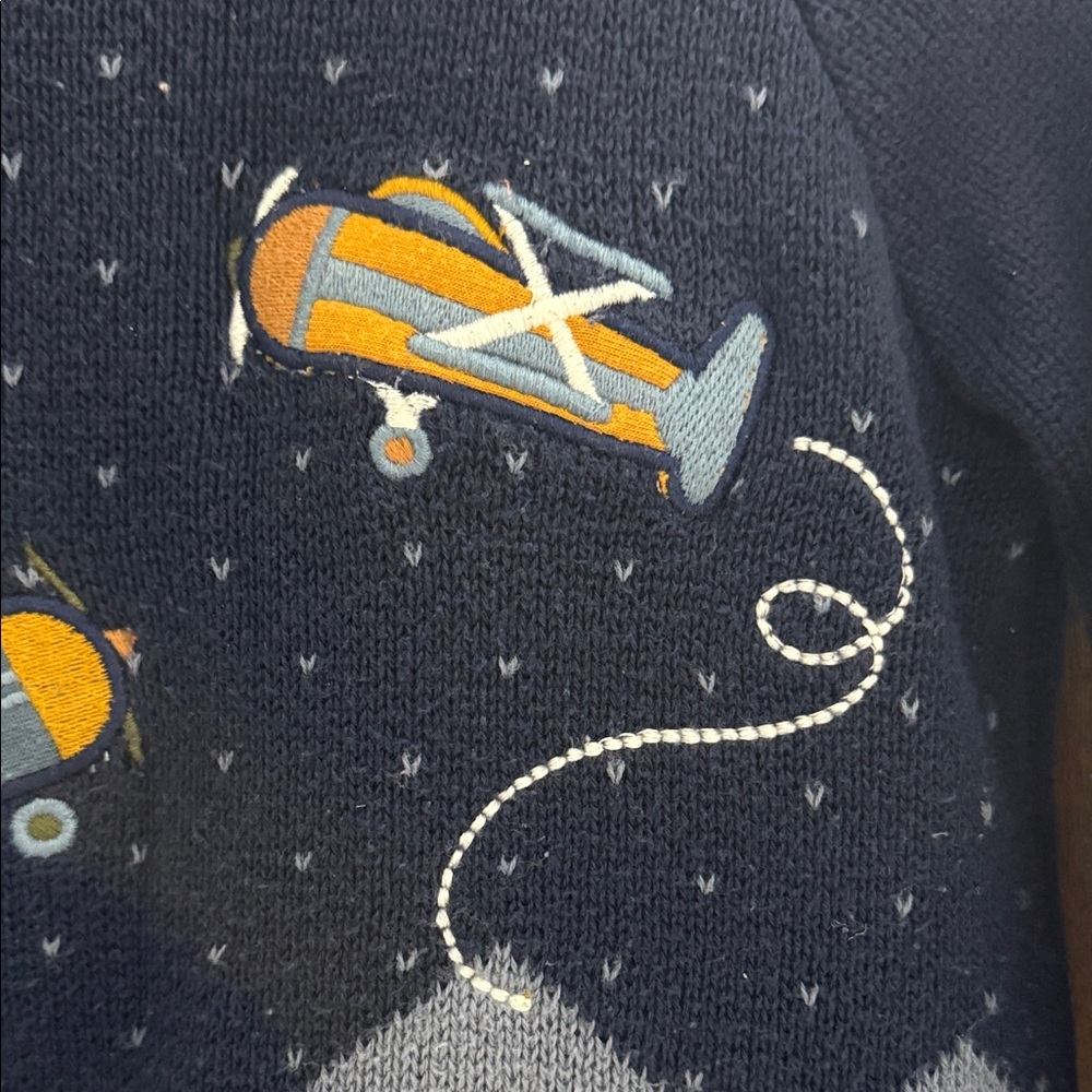Kids Airplane Sweater - Navy and Mustard, Jarvis Archer 4T